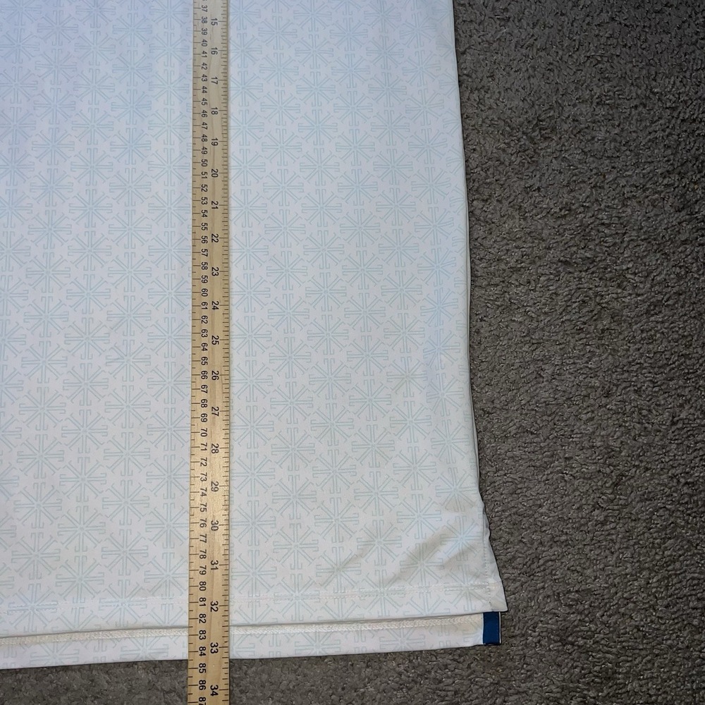 Greyson Mens XL Golf Polo Shirt White Mint Collar Snowflake Geometric Pattern - Picture 3 of 6